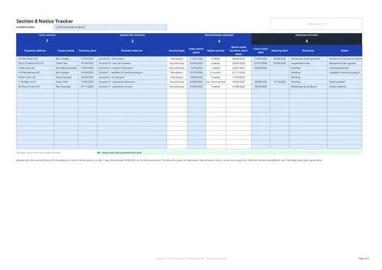 Preview of the Section 8 notice tracker and notice periods (England)